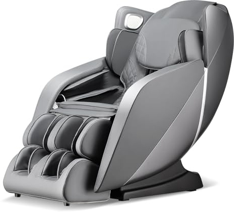 COSTWAY Massage Chair for Home, Electric Zero Gravity 3D SL Track Full Body Massage Recliner with Heat, Airbags, Bluetooth Speaker and 12 Massage Programs, Shoulder Back Shiatsu Massager (Grey)