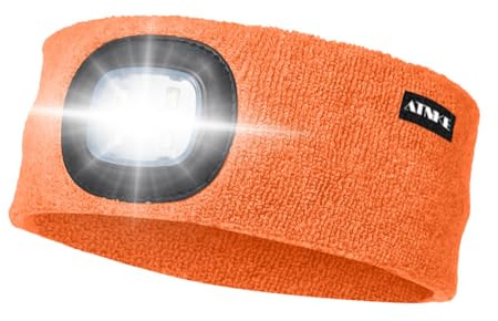 ATNKE LED-upplyst pannband, USB-uppladdningsbar löparhatt ultraljus 4 LED vattentät lampa pannlampa hög stretch fukttransporterande flerfärgad/ljus orange