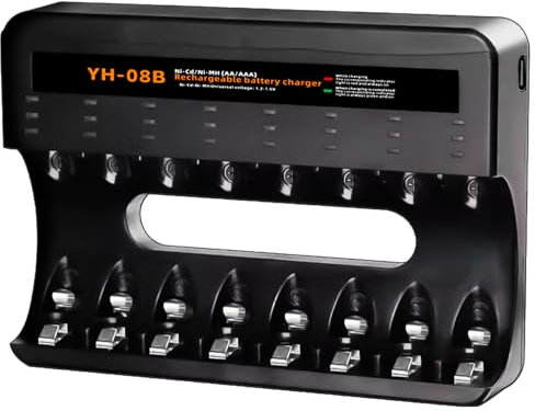 Cargador de batería AA AAA universal cargador de batería inteligente inteligente para pilas AA/AAA NI-MH NI-CD recargables (8 ranuras)