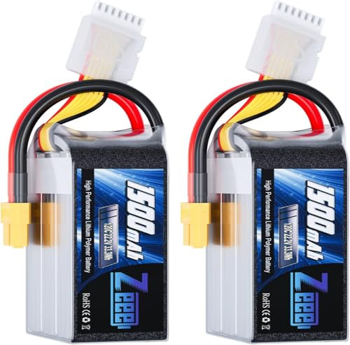 Zeee 6S Lipo 22,2V 120C 1500mAh avec Prise XT60(2 Paquets)