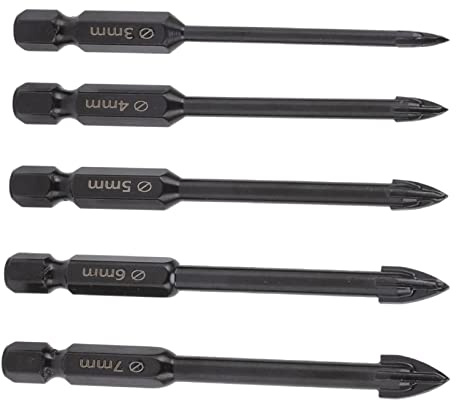 Jonlaki Masonry Drill Bit Set, Home Improvement Tile Drill Bit, Electric Spray Paint, Cement Set Tile with Cross Angle Design Ceramic for Dri (Black)