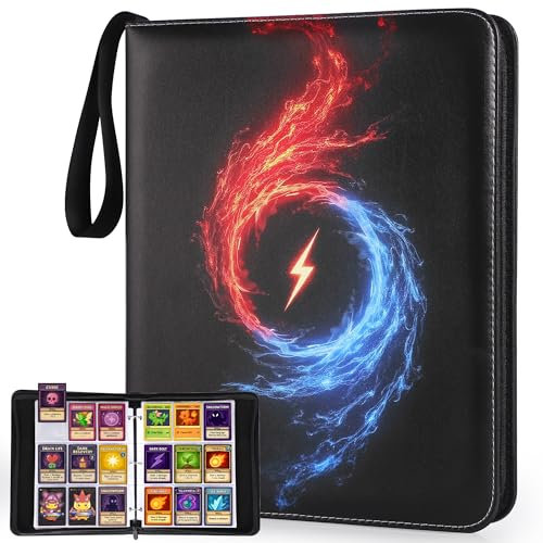 COZCLAM 900 Pockets Card Binder for TCG, MTG, Sports Cards, 9-Pocket Trading Card Album with 50 Sleeves, Baseball Football Card Holder with Zipper Closure, Lay-Flat Collection Binder