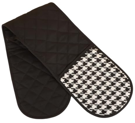 UZEXYO Black Double Oven Gloves Heat Resistant Cotton Potholder Extra Long 78cm Kitchen Oven Mitts for Heavy Duty Protection and Cooking