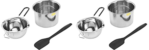 Janasiba 4 X Doppio Caldaia Pot Set Acciaio Inossidabile Fusione Pentola con Spatola In Silicone Per Sciogliere Cioccolato, Sapone, , Candele Produzione