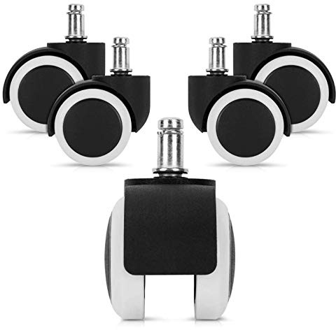 DLAZUM Ruote per Sedia da Ufficio, Ruote di Ricambio per mobili, Ruote girevoli per sedie da Ufficio, Ruote Doppie in PU, Stelo Standard Universale 11x20 mm, per Sedia da compu,A