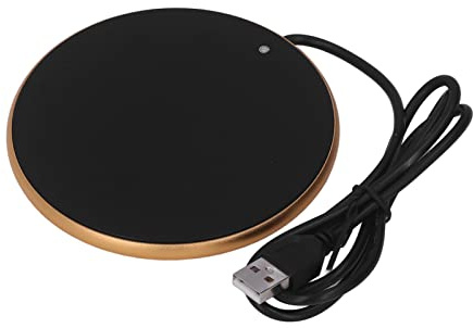 Dioche Ljusplatta för 55°C USB-ljusvärmare - Platsbesparande Design för Hem, Kontor och Resor, Automatisk Avstängning, Härdat Glas (Guld)