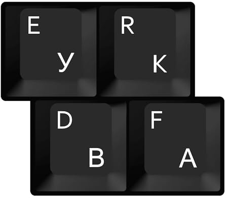 HQRP NEW Cyrillic alphabet Russian/Ukrainian Laminated Keyboard Stickers On Transparent Background with White Lettering for All PC/Desktops/Laptops/Notebooks/Computers