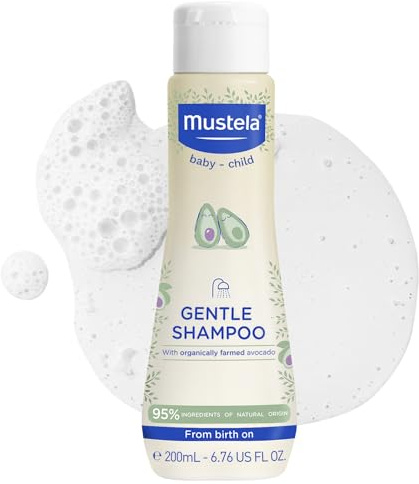 Mustela Shampoo Dolce al Perseose di Avocado BIO e Camomilla, Corpo e Capelli, Neonati, Bambini, Tutta la Famiglia - Evita la Formazione dei Piccoli Nodi, Non Brucia (200ml)