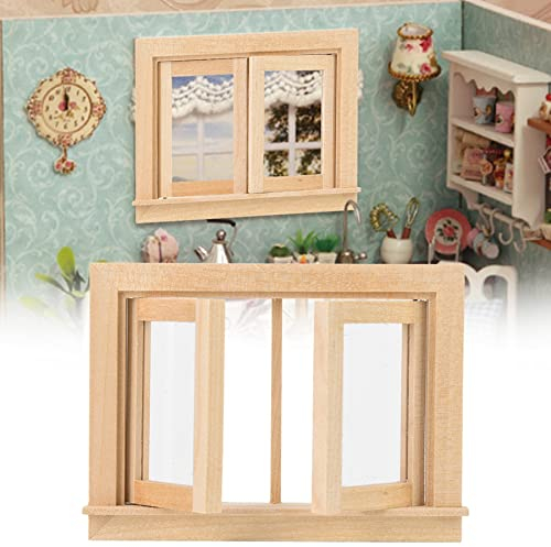 1:12 Puppenhaus Möbel Set Kleinkinder Mini Holz Doppel Fenster DIY Raumdekoration hoch Simulation Lebensechte Puppenhaus Ornament pädagogisches Spielzeug Geburtstagsgeschenk für