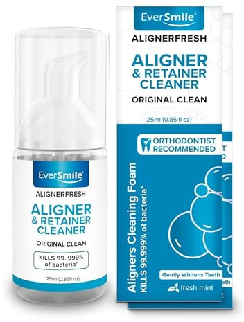 EverSmile AlignerFresh Original Clean Foam – Cleaner Compatible w/Invisalign and All Clear Aligners & Retainers – Eliminates Bacteria, Whitens Teeth, Fights Bad Breath – 25ml (2 Pack)