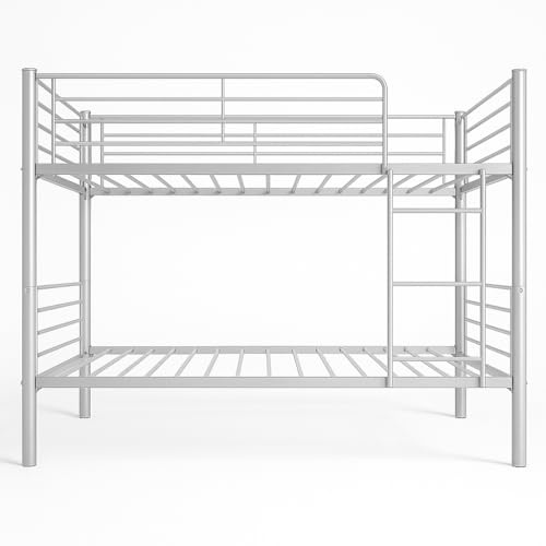 MUEBLIX.COM | Literas Juveniles 90x190 | Estructura de Metal | Literas Juveniles Baratas con Escalera | Litera Doble | Modelo Alberto