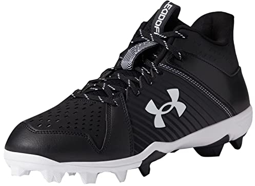 Under Armour Herren Leadoff Mid Rubber Molded Baseball Cleat Shoe, (001) Schwarz/Schwarz/Wei , 44 EU