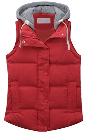 YUNCLOS Women's Quilted Gilet with Hood Lightweight Casual Zip Vest Thick Casual Body Warmer Outdoor Gilet