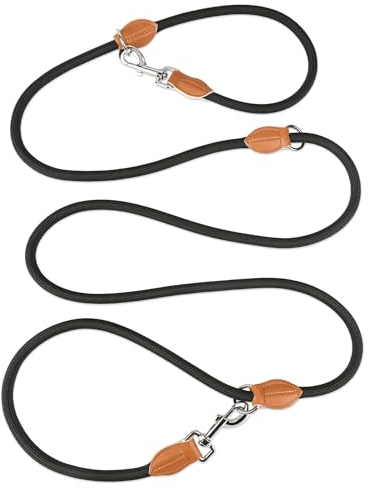 PETCOOZ Hundeleine 3 M Verstellbare Schleppleine für Mittel- & Großhunde(15-60kg), Reflektierende Freihandleine mit 2 Karabiner, Doppelleine aus Robustem Nylon, 200 kg Extreme Kraft