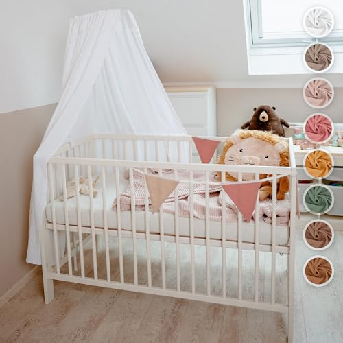 lilimaus Betthimmel Babybett [in 12 Farben] Himmel Babybett aus 100% Baumwolle Musselin - Betthimmel Mädchen & Jungen - Himmelbett Vorhänge als Kinderzimmer & Babyzimmer Deko - Baby Bett Vorhang