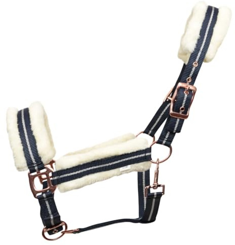 Cavezza Con Longhina Horses Kara In Nylon, Materiali Innovativi, Design Elegante, Dettagli Raffinati per Cavalieri Esigenti (Blu/argento, Cob)