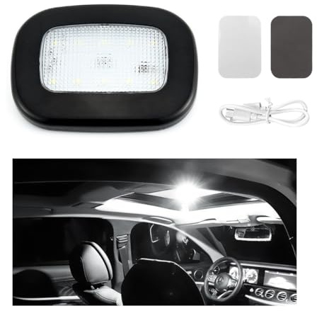 Ohleats Car Interior Ceiling Roof Lights, Magnetic Rechargeable USB Wireless Dome Lamp, LED Auto Map Reading Light Cover for Insider Roof Ceiling, Universal Car Accessories (Black)