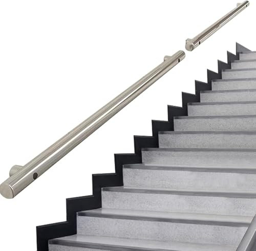 Edelstahl-Rundrohr, Wandmontage, Treppengeländer, 180 cm, Sicherheits-Stützstange für drinnen und draußen, 1 m, 150 m, 2 m, 240 cm, 300 cm, 4 m, 6 m Geländer