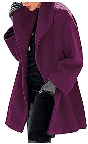 SCBFDI Manteau Femme Ecossais Bleu Clair Bordeaux Laine Veste Blanche Chic Blouson Long Violet 4Xl