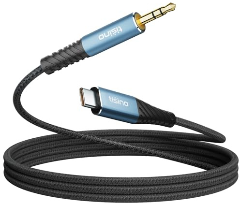 Tisino USB C till 3,5 mm ljudadapter, HiFi DAC 32 bit/384 kHz, USB C till aux TRS stereokabel, hörlursadapter för iPhone 15/15 Plus/15 Pro/15 Pro Max, Galaxy S24/S23 Ultra, Pixel 9-2m