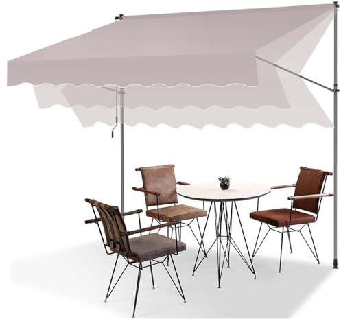 Ollewiellan Store banne avec manivelle pour Balcon 200cm, sans perçage, résistant aux UV 50+, réglable en Hauteur, Hydrofuge, protège du Soleil, Montage Facile, Beige
