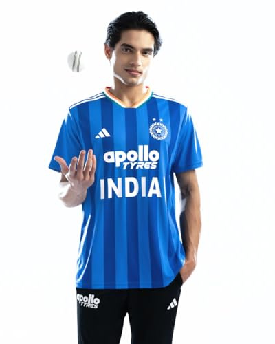adidas India T20 Cricket Jersey 2026 (US, Alpha, Large, Regular, Bright Royal)