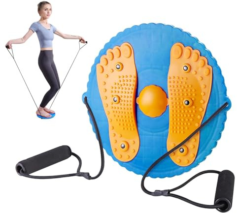 Waist Twisting Disc, Waist Whisper Body Shaping Waist Twisting Board Waist twister With Drawstring and Massage Foot Sole Home Slimming Fitness Equipment For Women Weight Loss/Cardio Exercise (Blue)