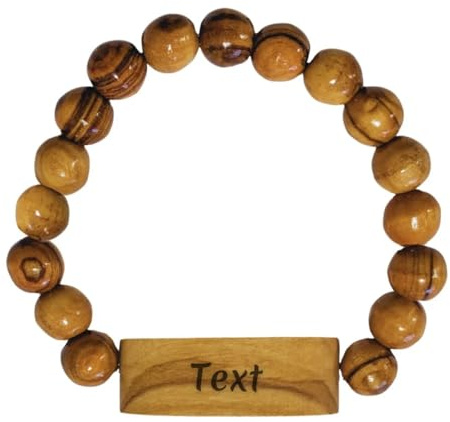 KASSIS Personalisiertes Armband aus Olivenholz mit Gravur – Handgefertigt in Bethlehem – Individuelles Holzarmband für Damen & Herren – Persönliches Geschenk (Klein (⌀ 6 cm))