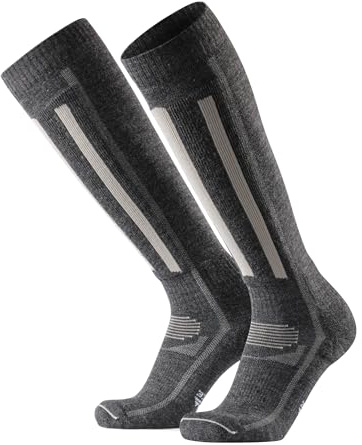 DANISH ENDURANCE Calze da Sci in Lana Merino, Termiche, Tecniche, Traspiranti, Uomo, Donna e Bambino, Grigio Scuro/Grigio Chiaro, 39-42
