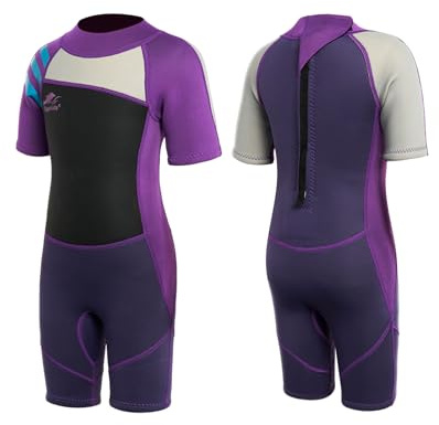 Gogokids Shorty Wetsuit Kids, 2.5mm Neoprene Thermal Short Wet Suit with Back Zipper, UV Protection Wetsuit for Boys & Girls Aged 3-10 for Swimming, Surfing, Snorkelling & Diving
