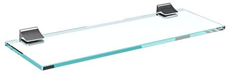bijon Glasregal Glasablage Wandregal Glas Bad-Regal Glas Badezimmer Regal Badablage Ablageregal - 8mm Hartglas, 100 x 12 cm, Klarglas + Halterung D - Chrom Glanz Optik