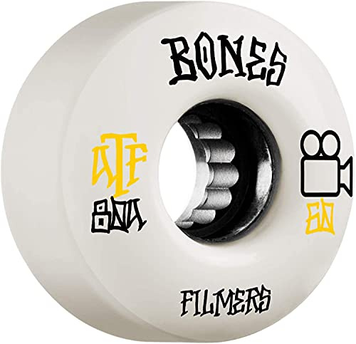 Bones Filmers • 60mm 80A Roues de Skateboard Unisexe, Blanc, 60 mm