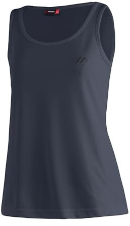 Maier Sports Petra, Ärmelloses Damen T-Shirt, Outdoorshirt mit Rundhals für Wandern und Freizeit, dryprotec Technologie, Atmungsaktiv, NFC-Chip für einfaches Recycling, Dunkelblau, 44