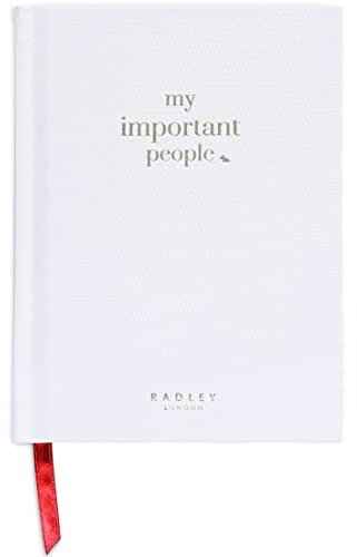 Radley London Adressbuch A6 mit alphabetischen Registern, weißes Hardcover Telefon/Kontaktbuch mit 168 linierten Seiten, wichtige Menschen