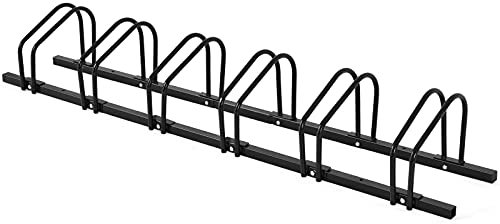 COSTWAY Rastrelliera per Biciclette, Portabiciclette Parcheggio Organizzatore per 4/5/6 Bici, Parcheggio per Biciclette, Telaio d'Acciaio (Nero, 6 Bici)