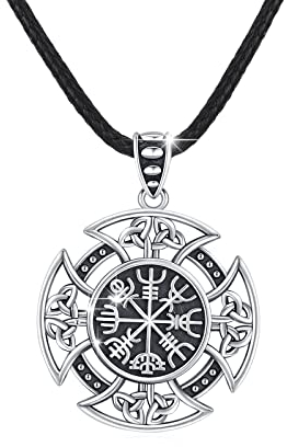 REDSUN ViKing Kreuz Kette 925 Sterling Silber Wikinger Kreuz Kette Keltisches Knoten Anhänger Amulett ViKing Schmuck für Herren Sohn Jungen Damen Männer Unisex