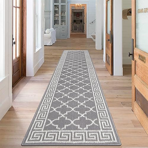SHACOS Non Slip Runner Rug for Hallway 60x240 cm Long Grey Washable Kitchen Runner Narrow Carpet for Entryway Laundry Room