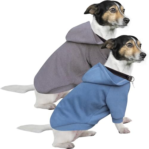 HuaLiSiJi Kapuzenpulli für Hunde Hundepullover Kleine Hunde Chihuahua Kleidung Welpen Hunde Hoodie, Warm und Leicht, Mit Einer Weichen Textur, Leicht zu Tragen und Hellen Farben (S,Grau+Haze Blue)