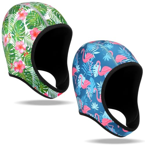 Bunnycool 2 gorros térmicos de neopreno de verano para buceo, 2,5 mm, gorro de natación para hombres y mujeres, gorro de surf con correas de barbilla para esnórquel, vela, kayak, canoa, deportes