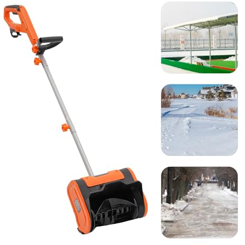 3500RPM Elektrische Schneefräse YUNRUX ST-1500 Kabelantriebe Schneekehrmaschine arbeitsräume 32x15cm Schneeschieber mit Kabel Wurfweite 8m Schnee Kehrmaschine Handkehrmaschine 30cm Netzkabel