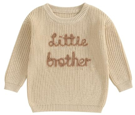 Geagodelia Baby Boy Brother Knitted Jumper (Baby Brother Khaki, 6-9 Months)