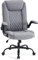 CASTLOVE Bürostuhl Ergonomisch Schreibtischstuhl Chefsessel Mit Gepolsterten Armlehnen Klappbar, Höhenverstellung, Wippfunktion und Kopfstütze Bequem für Home-Office Bürostuhl 150kg Grau Stoff