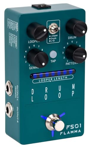 Per FLAMMA FS01 Drum Machine & Phrase Loop Pedal Guitar Pedal Mix Mode 20 Minuti Looper Capacità 121 Ritmi