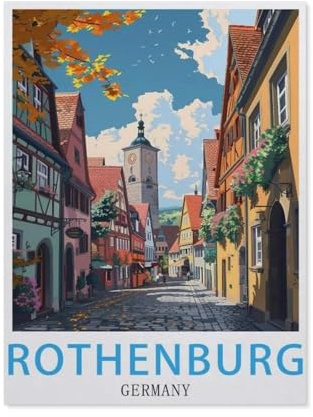 Jigsaw Puzzle 1000 Piece，Germany, Rothenburg，Classic Puzzle Adult Puzzle DIY Kit paper Toy Unique Gift Modern Home Decor（50x70cm）-BF17