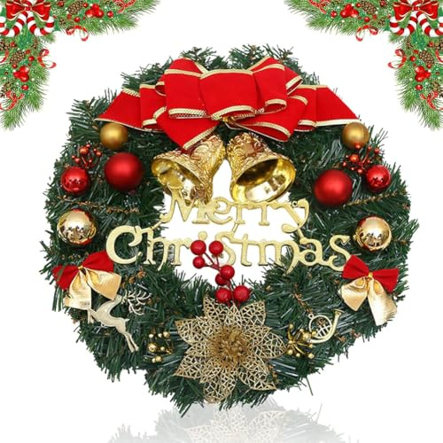 Corona de Navidad 30cm, Decoraciones Colgantes de Navidad, Guirnalda de Navidad en la Puerta Principal, Corona de Navidad Artificial para Decoración de árbol de Pared de Puerta - A