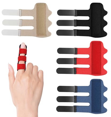 4 Pièces Attelles Doigt Réglables, avec Attelle en Aluminium Intégrée