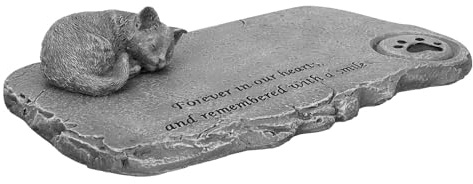 Cabilock Lápida de Gato y Perro de Resina Forma de Gatito, Adorno Conmemorativo para Jardín y Sala de Estar, Piedra Decorativa Resistente para Mascotas