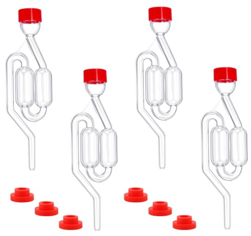 Lvjkes S-format jäsrör-set 10 mm, 4 st. jässpunkar + 6 st silikonöljetter | PC material jäsrör med propp för konservering, bryggning, vingör surkål jäsning, kimchi