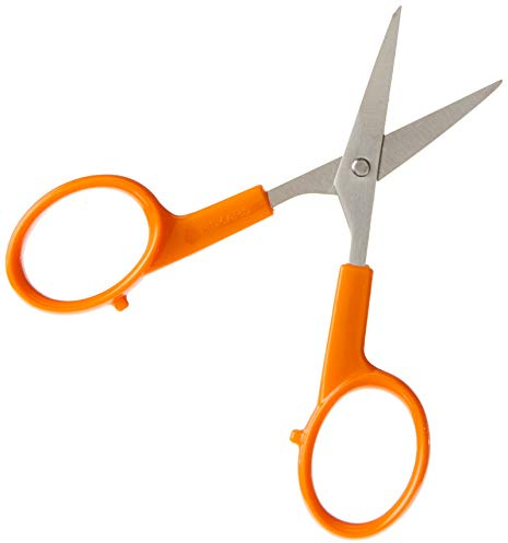 Fiskars 98087097J Curved Craft Scissors, 4 Inch, steel and orange