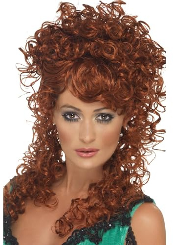 Smiffys Saloon-Girl Perücke, Kastanienbraun, Lang und lockig Halloween